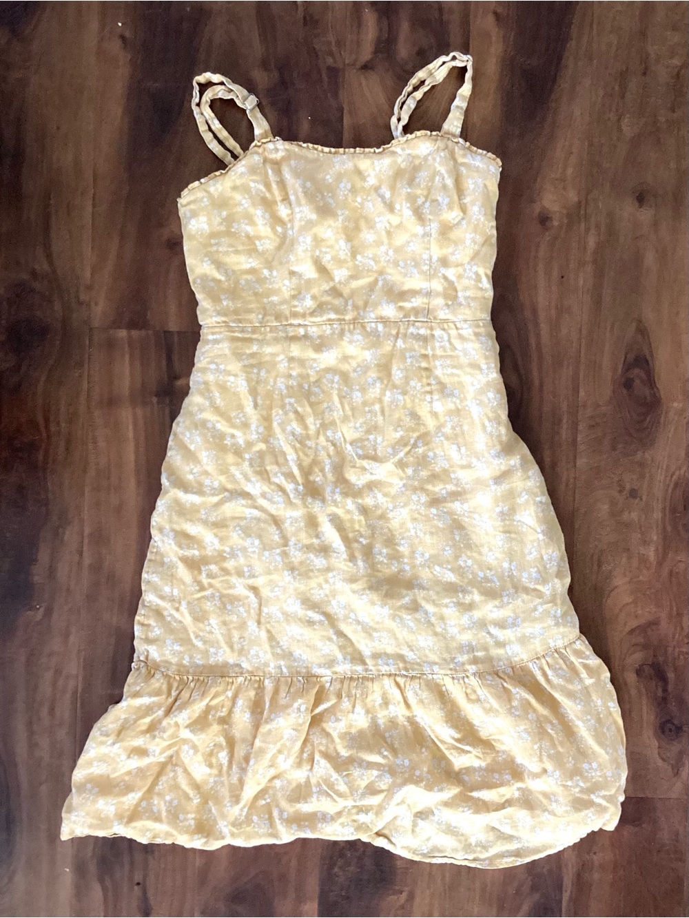 Cynthia Rowley 100% Linen Yellow Floral Sun Dress